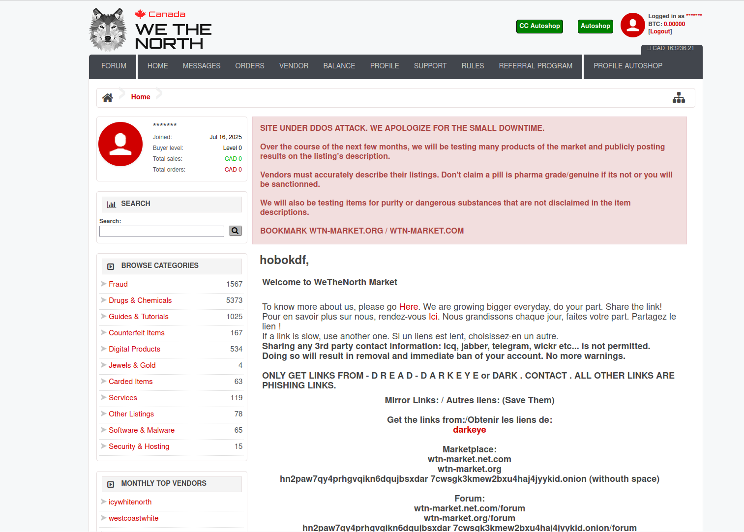 WeTheNorth Main Interface
